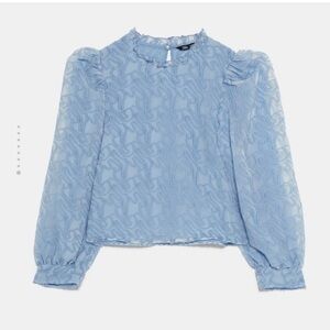 Zara Organza Soft Blue Sheer Blouse